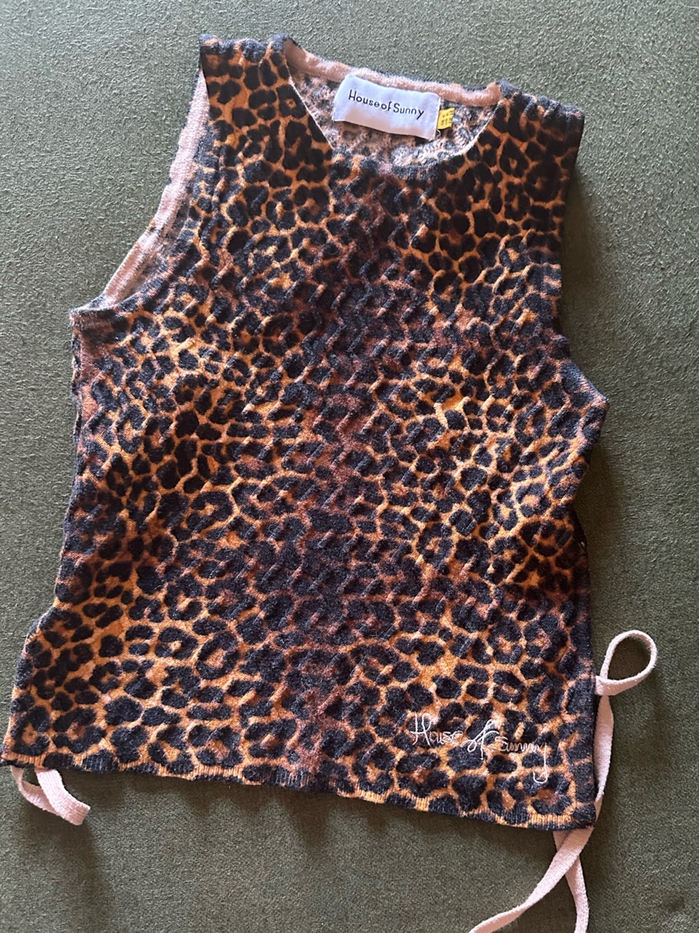 Leopard Print Knit Tank Top - Brown & Black